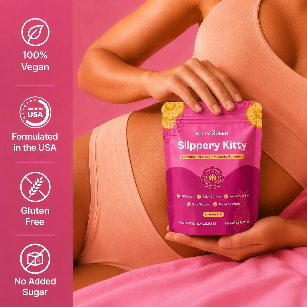 Kitty Queen® Slippery Kitty Vaginal Probiotic and Moisture Gummies, 60 Count